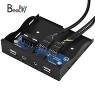 Multi-Functional Front Panel,USB2.0 HD-Audio Floppy Front Panel 3.5inch 9Pin to 2 USB2.0 Interface with MIC Audio Plug