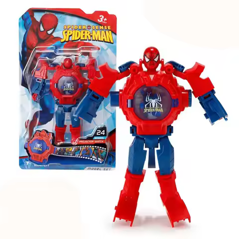 24 Projection Patterns Spiderman Children Watches Kids Toys Deformation Robot Projection Electronic 