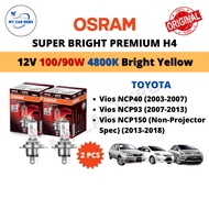 OSRAM Super Bright Premium H4 Halogen Headlamp Bulb (2pcs) 12V 100/90W Toyota Vios NCP40 NCP93 NCP15
