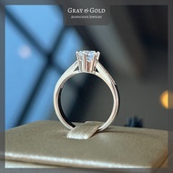 [RG555] แหวนเพชรสังเคราะห์ CZ เพชรชู 60 ตังค์ ตัวเรือนเงินผสม ชุบทองคำขาวโรเดียม Gray &amp; Gold Jewelry