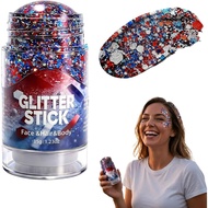 July 4th Red Blue Flashing Stick, 2026 New Style Body Hair Flashing Stick, American Flag Star Patter