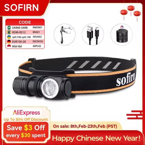 Sofirn HS10 USB C Rechargeable Mini 16340 Headlamp 1100lm LH351D 90CRI Angle Flashlight TIR Optics w