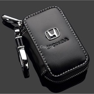 Remote Car Key Bag Leather Zipper Large Capacity Loss Prevention Key Fob Case Cover Holder Wallet Accessories For Honda Accord Freed City Civic CR-V HR-V Jazz Odyssey Stream CR-Z