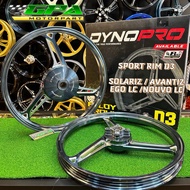DYNOPRO SPORT RIM D3 YAMAHA EGOLC SOLARIZ NOUVO LC AVANTIZ TITANIUM CHROME BLACK 1.2x1.4-17