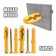 50pcs Anchor Bolt Set Wall Screws Nylon Wall Anchor Wall Plug Wall Anchor