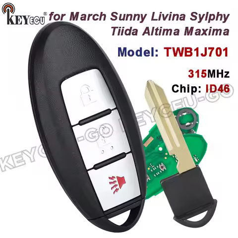 KEYECU 315MHz PCF7952 / ID46 Chip TWB1J701 85E3-1HH0D for Nissan Livina March Sunny Tiida Sylphy Alt