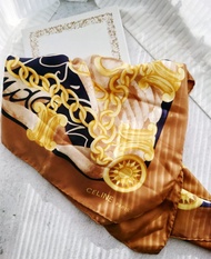 中古品連盒 CELINE 凱旋門鏈條絲巾頸巾圍巾領巾圍脖披肩蓋毯毛毯