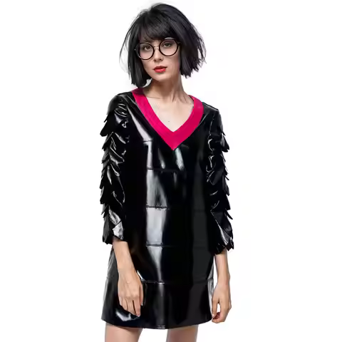 Edna Mode Black Dress Cosplay Costume Moive Anime Halloween Outfits Incredible Festival Party Dress