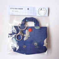 迷你包吊飾/ 藍色小鳥迷你托特包吊飾-迷你耳機包/ 小物袋掛件