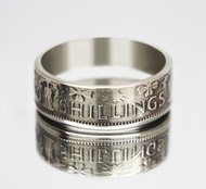 英國硬幣戒指 2 先令 1966 年硬幣戒指男士硬幣戒指禮物