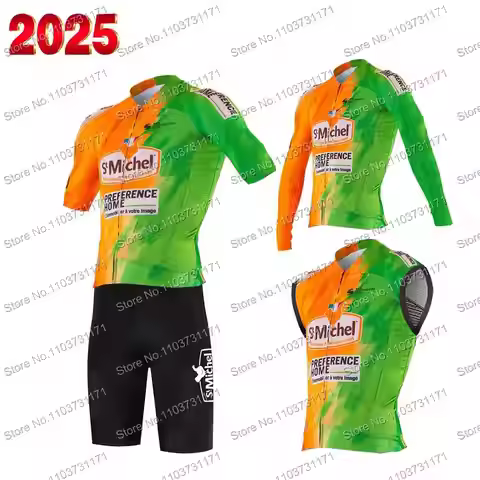 2025 Team St Michel Cycling Jersey Set Short Sleeve Cycling Clothing Summer Road Bike Shirt Suit Bic