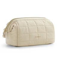 BAGSMART Makeup Bag Cosmetic Bag Wide Open, Beige, M, Wide-open Travel Makeup Bag With Puffy Padded 