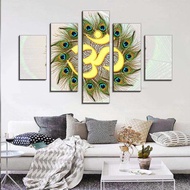 Hinduism Wall Art Picture 5 Pieces The Peacock Feather Canvas Painting Room Poster Wall Decor Home G