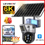 LS VISION V380 6K 12MP 4G Sim Card Dual Screens 10X Zoom Solar CCTV Camera Wireless Full Color Night