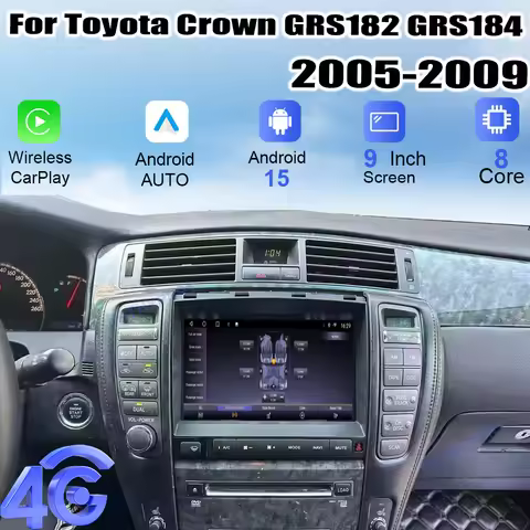Car Radio Android 15 For Toyota Crown GRS182 GRS184 2005-2009 9" Touchscreen Carplay Stereo Receiver