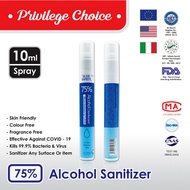 Hand Sanitizer Gel and Spray Instant 75% Alcohol 10ml – (Spray Type).