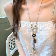 Long Zen Maple Leaf Pendant Necklace Bohemian Ethnic Style Halter Accessories