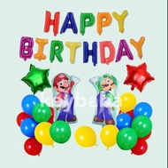 #189 Party Happy Birthday Super Mario Luigi Theme Balloons Set, 超級瑪利奧 生日氣球派對佈置 Birthday Balloon Party Decoration