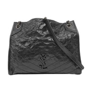 YSL Niki Shopping bag 黑色 銀色鏈條 肩背包 中號