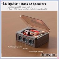 LUOYAO1 Music Player, Wired Bluetooth Transmitter Wood CD Player, Nostalgic Remote Control Bass Boos