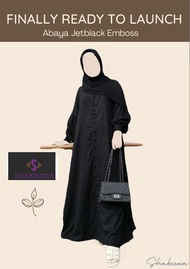 Abaya Jetblack Embos / Gamis Abaya Jetblack Embos Syari