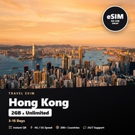 Hong Kong Travel eSIM 2GB & Unlimited 3-15 Days Prepaid Internet Plan