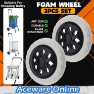 2Pcs Shopping Cart Wheel Replacement For Shopping Trolley Roda Troli Barang Pasar Roda Troli Kecil Foam Roller Plastic