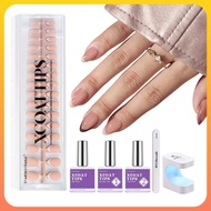 BTArtbox XCOATTIPS - Neutral French - Short Almond Kit | Gel X-Press on | 14-21 days long lasting