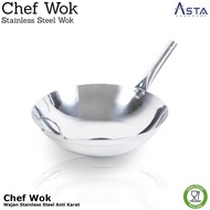 One Handle Wok 36cm Stainless Steel Thicker - Wok Chef Wok