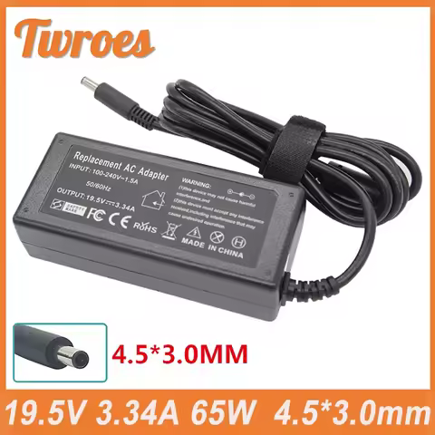 19.5V 3.34A 65W 4.5*3.0mm For Dell Adapter Charger Inspiron 15 5558 3551 3552 5551 5559,Laptop AC Ad