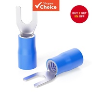 Blue 16-14 AWG 300 Pcs Insulated Fork Spade U-Type Wire Connector Electrical Crimp Terminal