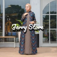 Baju Gamis Batik Wanita Jumbo Kombinasi Modern Lebaran 2022 - SONGKET