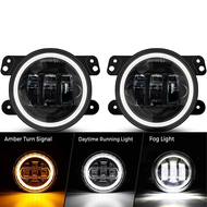 (กทม.จัดส่ง)4 นิ้ว 60 วัตต์ Bi-Color ไฟ LED หมอกสำหรับ Dodge Jeep 2007 2008 Ford F-150 RANGER Isuzu 