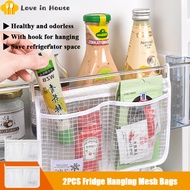 Refrigerator Door Organizer Set (2PCS) Fridge Hanging Mesh Bag for Kitchen Storage Household Sundries Sorting Bag Used to Refrigerator Side Door Only for Small Objects Containers