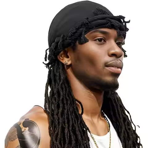 2026 Turban for Men Women Satin Lined Durag Head Wraps Skull Cap Pre-Tied Tassels Braid Beanie Vinta