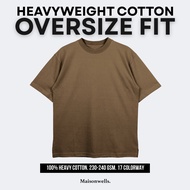 Maisonwells. Heavyweight Cotton Oversize Fit Ermine | Oversized Plain T-Shirt 16s Thick Brown
