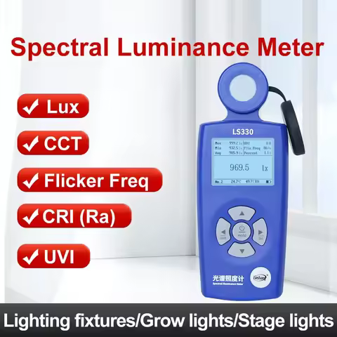 LS330 Spectral Illuminance Meter Luxometer Light Meter Digital CCT UVI CRI Ra Lx FC Flicker Frequenc