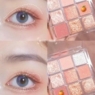 [buy 1 Take 1 Brush] 9 Color Eyeshadow Earth Color Matte Cosmetics Palette Beauty Shadow D6a3