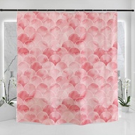 Pink Marble Shell Pattern Art Print Shower Curtain Bathroom,Waterproof Washable 71X71in,Bright Color Trendy Boho Modern Shower Curtain