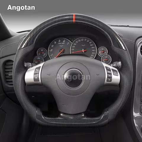 USA Stock Woodgrain Hydro Dip Carbon Fiber Steering Wheel for Chevy Chevrolet Corvette C6 Coupe Conv