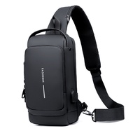 ▦☸✓ Multifunction Patent Leather Chest Bag Men Waterproof Men Crossbody Bag Anti-theft Travel Bag Male USB Charging Chest Bag Pack