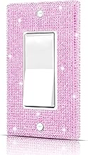 Wall Plate Light Switch Outlet Cover, Standard Size 4.50" x 2.76", Dengduoduo Silver Pink Rhinestone