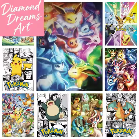 Diy Diamond Air Painting KitsAnime Pokemon New Collection Fantasy Landscape Embroidery Jewelry Home 