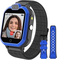 PTHTECHUS 4G Smart Watch for Kids with SIM Card, Phone Smartwatch GPS Tracker, Call, Voice &amp; Video Chat, Alarm, Pedometer, Camera, SOS, Touch Screen WiFi Music Wrist 4-12 Boys Girls 4G-Blue