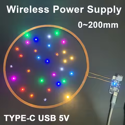 TYPE-C 5V 0-200mm Wireless Power Supply Transmitter Coil Induction 5PCS Receiver LED Light Lamp DIY 