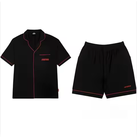 KPOP ATEEZ in Your Fantasy 2025 World Tour Pajama Set Cute Short Sleeve Buttons Lapel Top & Elastic 