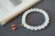 8mm天然和田玉白玉 蜜蠟 保山南紅笑佛設計手串手持s