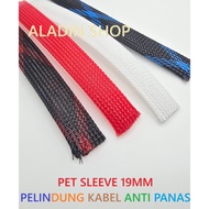 MERAH 1 Meter Pet Sleeve Sleeve Sleeve Protective Cable 19mm Black Red Whitebiru Cable Sleeve Cable 