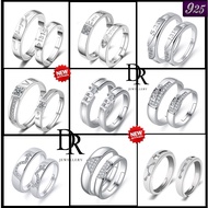 DR Jewelry Fashion Korean Accessories Stainless Cincin Couple S925 Sterling Silver Diamond Promise Simple Adjustable Pandora Lelaki And Perempuan Couple Ring For Men and Women Zircon Six-claw Crown Wedding Ring 戒指