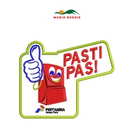 Embroidery Logo Patch Bet Bed Emblem PERTAMINA PASTI PAS size 8x8.5 cm